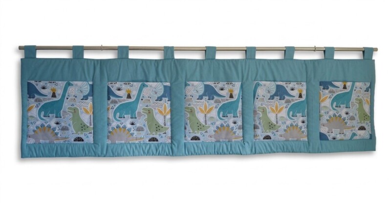 Kapsář za postel 200x50 cm dinosauři na petrolejové